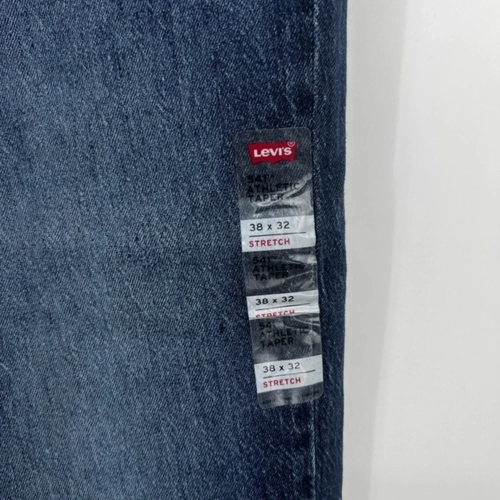 New Levis 541 Athletic Taper Men's Jeans 38x32 Dark Indigo Blue Stretch Denim